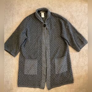 🩶🇮🇹 Chiaramente Wool Blend Oversized Cardigan Sweater Gray M EUC Old Money